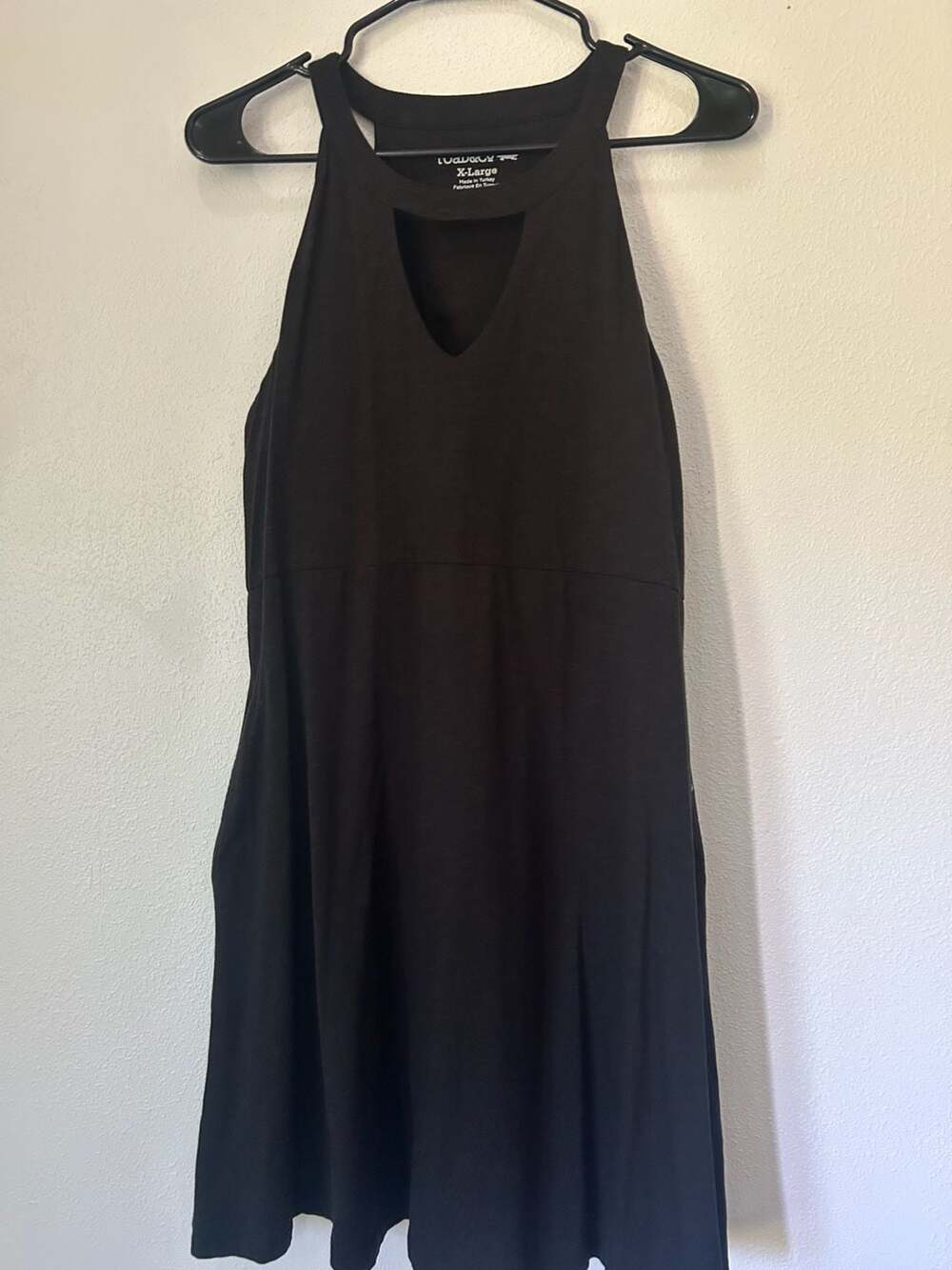 Toad&Co Women's Avalon Black Sleeveless Halter Dress with Pockets & built in bra